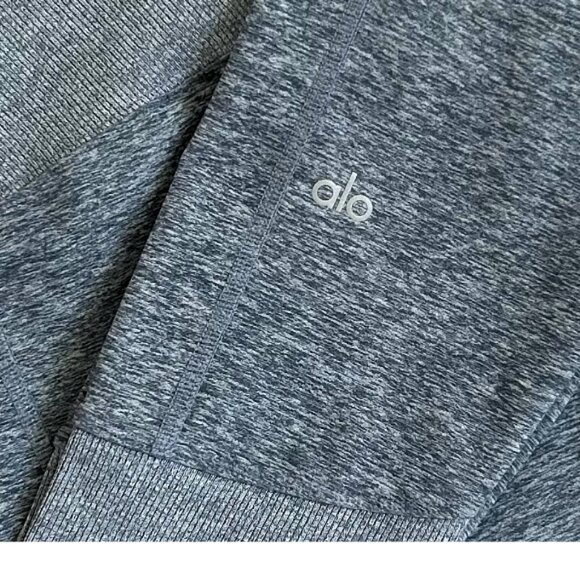 Alo Yoga High Waist Alosoft Lounge Leggings Heather Ribbed Cuff Blue Grey Size L - Picture 2 of 10